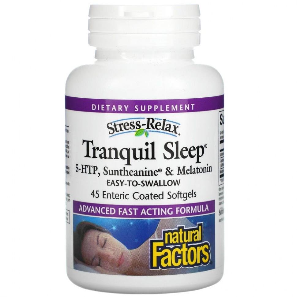   (Iherb) Natural Factors, Stress-Relax, Tranquil Sleep, 45 Enteric Coated Softgels    -     , -, 