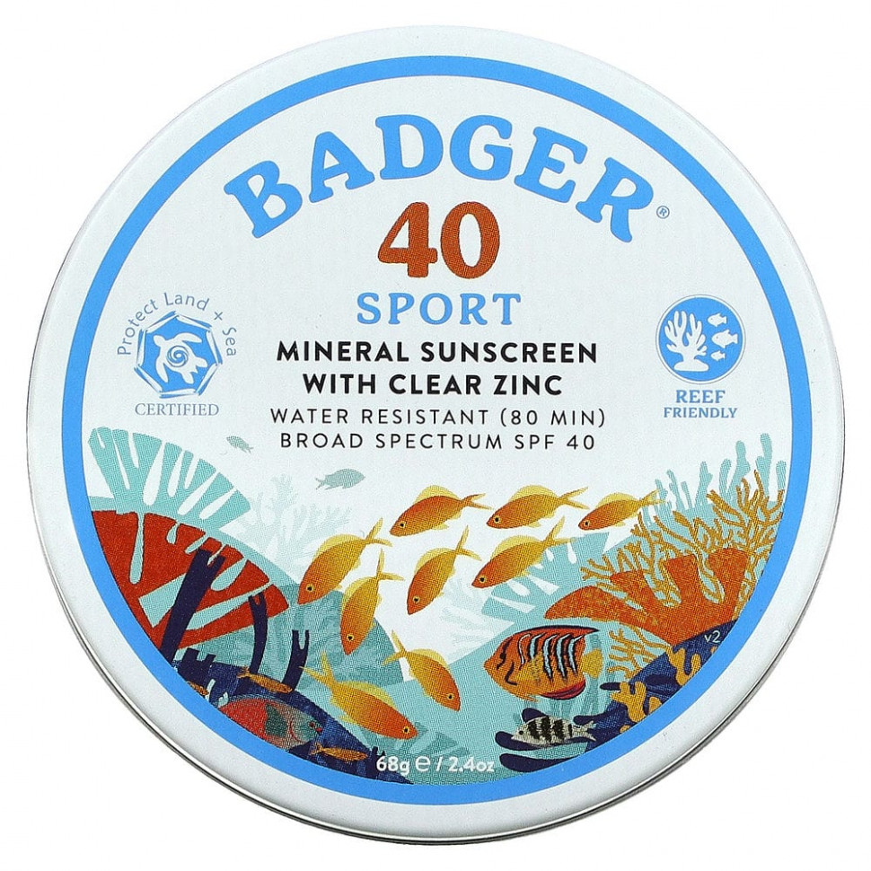���� ������ (Iherb) Badger Company, ����������� �������������� ���� � ������ ������, �������� ��� ������� �������, SPF 40, ��� ������, 68 � (2,4 �����), ������ �� 2260 ���
