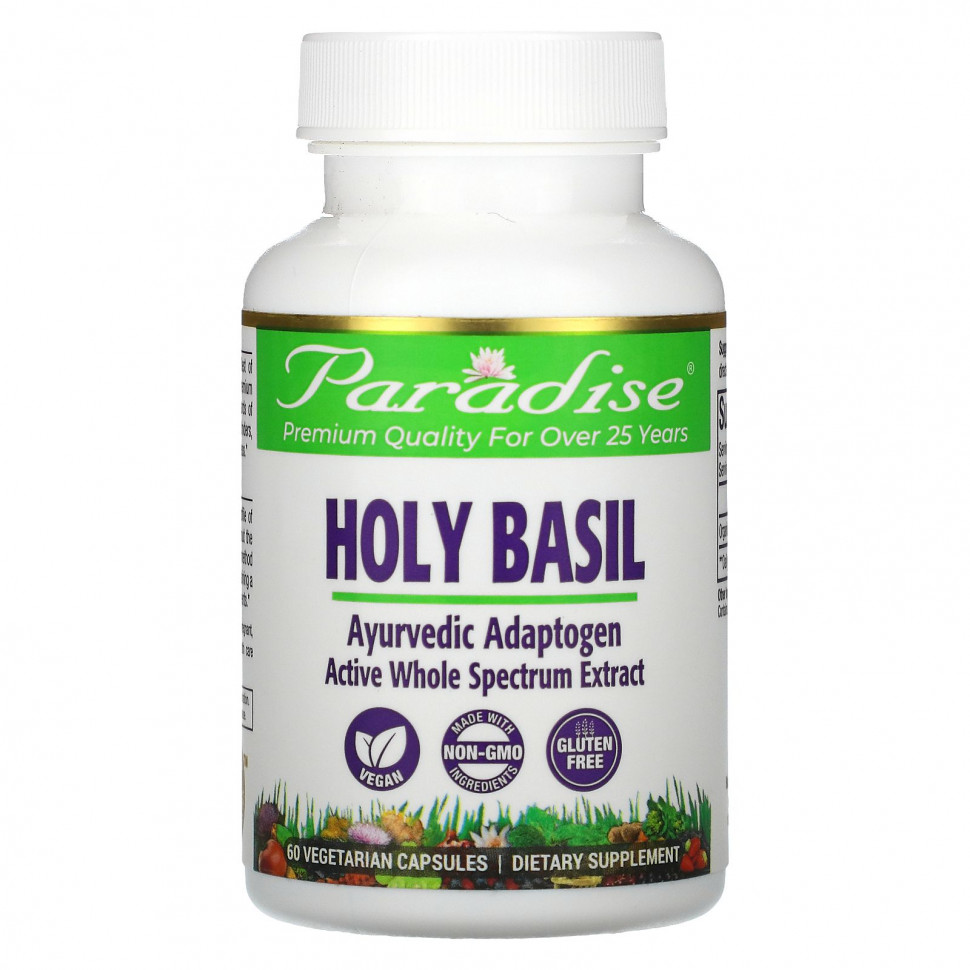   (Iherb) Paradise Herbs, Organics, Holy Basil, 60 Vegetarian Capsules    -     , -, 