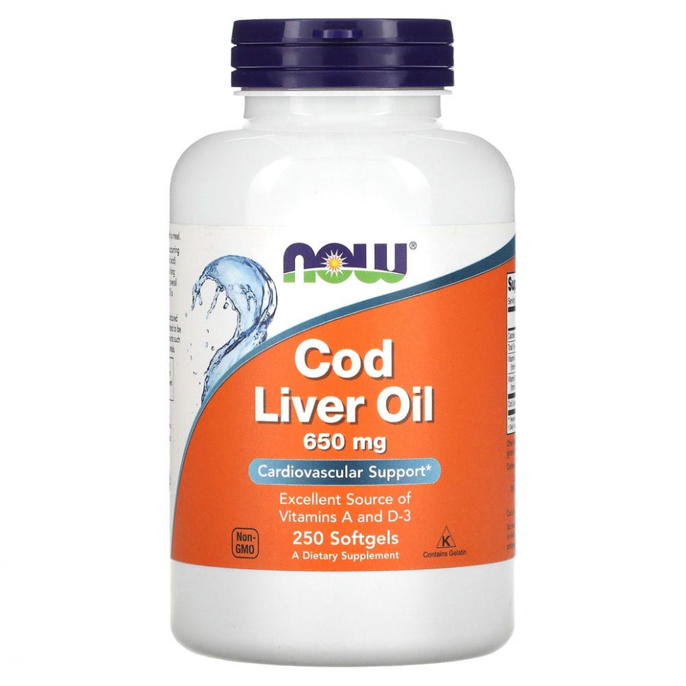 ���� ������ (Iherb) NOW Foods, Cod Liver Oil, 650 ��, 250 ������ ����������� ������, ������ �� 2720 ���