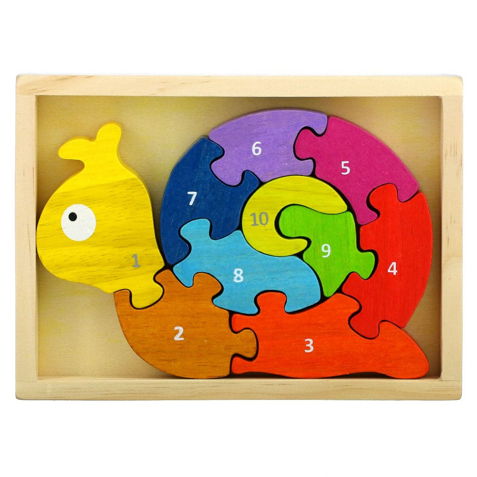   (Iherb) Begin Again Toys, Number Snail, Teach & Play Puzzle, 2+ Years, 10 .    -     , -, 