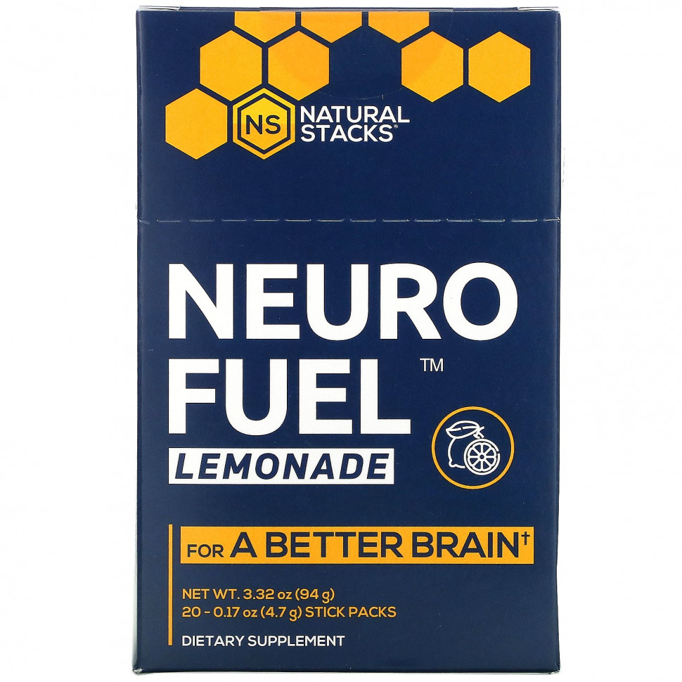   (Iherb) Natural Stacks, Neuro Fuel Lemonade, 20 Stick Packs, 0.17 oz ( 4.7 g) Each    -     , -, 