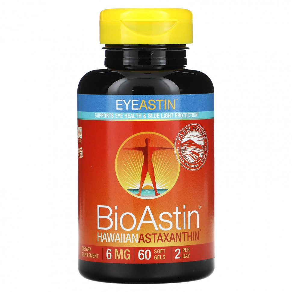���� ������ (Iherb) Nutrex Hawaii, BioAstin, EyeAstin, ��������� �����������, 6 ��, 60 ������ ��������, ������ �� 5110 ���