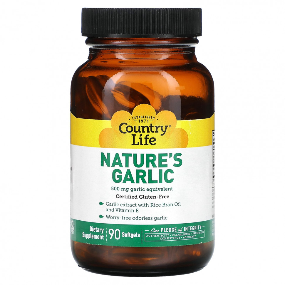   (Iherb) Country Life, Nature's Garlic, 500 , 90      -     , -, 