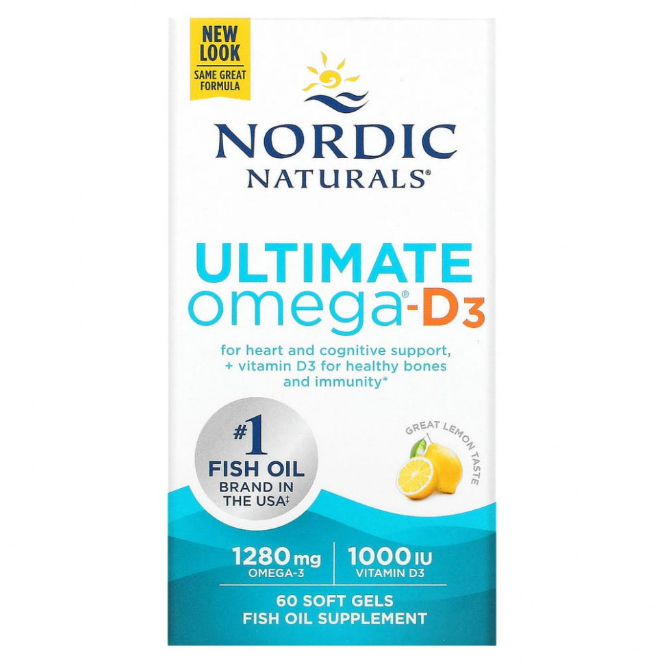���� ������ (Iherb) Nordic Naturals, �����-D3 Ultimate, �����, 1000 ��, 60 ������� ������, ������ �� 4950 ���