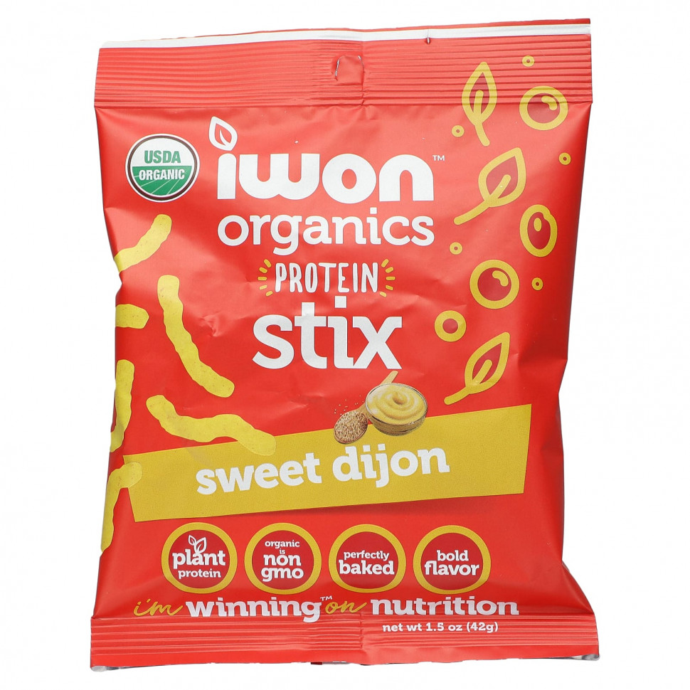 ���� ������ (Iherb) IWON Organics, Organics Protein Stix, Sweet Dijon, 8 ��������� �� 42 � (1,5 �����), ������ �� 6260 ���