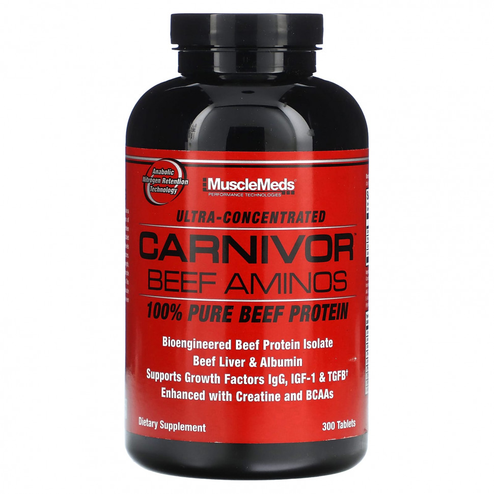   (Iherb) MuscleMeds, Carnivor Beef Aminos, 100%   , 300     -     , -, 