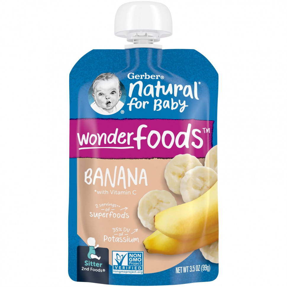���� ������ (Iherb) Gerber, Natural for Baby, Wonder Foods, 2nd Foods, �����, 99 � (3,5 �����), ������ �� 520 ���