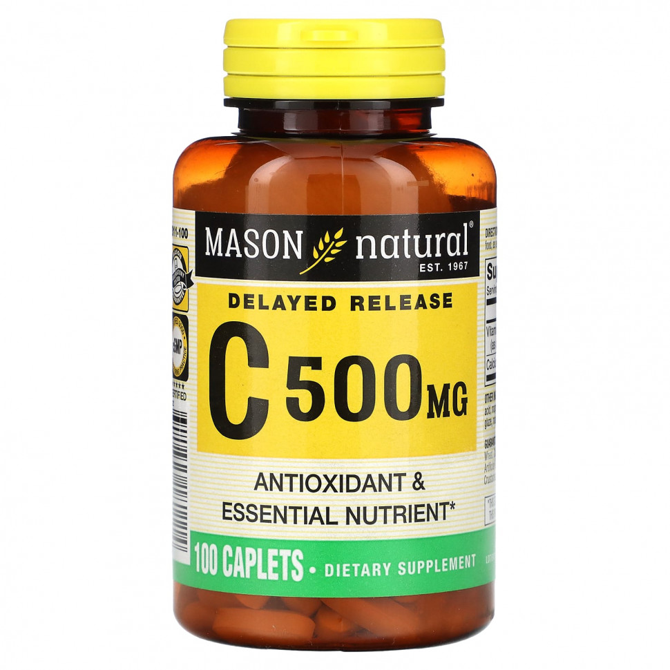 ���� ������ (Iherb) Mason Natural, ������� C, � ����������� ��������������, 500 ��, 100 ������, ������ �� 2000 ���