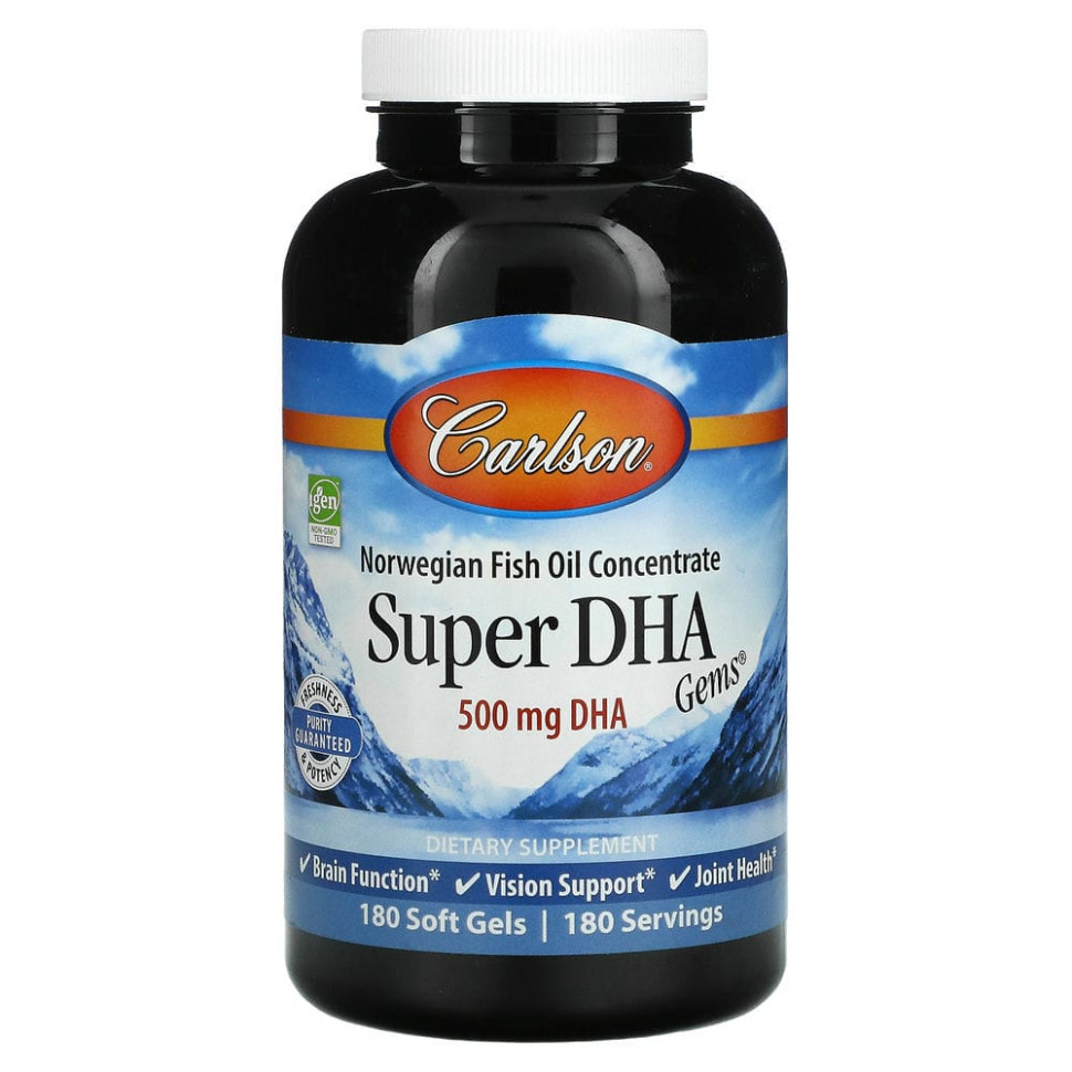 ���� ������ (Iherb) Carlson Labs, Super-DHA Gems, 500 ��, 180 ����������� ������, ������ �� 9000 ���
