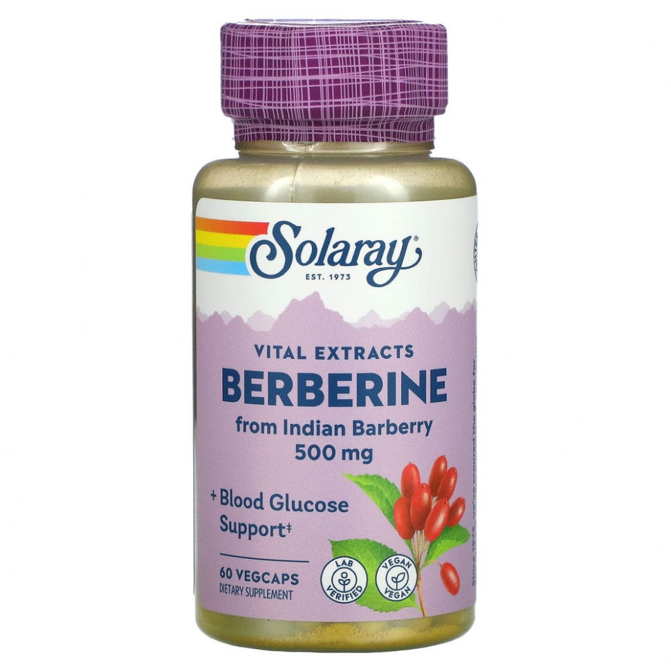   (Iherb) Solaray, Berberine, 500mg, 60 VegCaps    -     , -, 