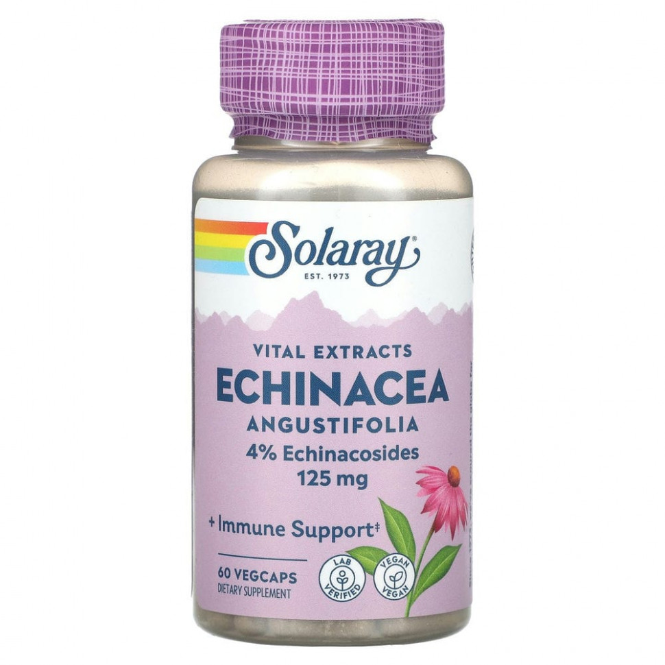   (Iherb) Solaray, Vital Extracts, Echinacea Angustifolia, 125 mg, 60 VegCaps    -     , -, 