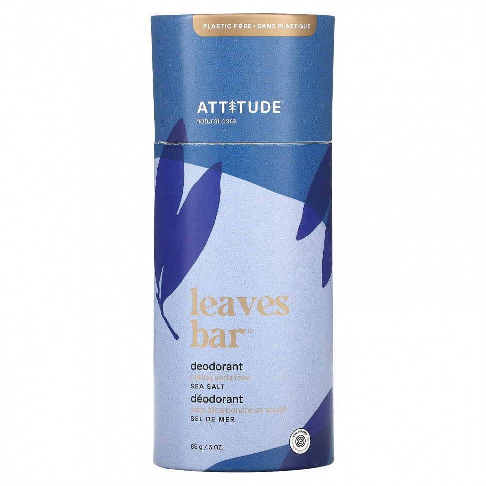   (Iherb) ATTITUDE, Leaves Bar, Deodorant, Sea Salt, 3 oz (85 g)    -     , -, 