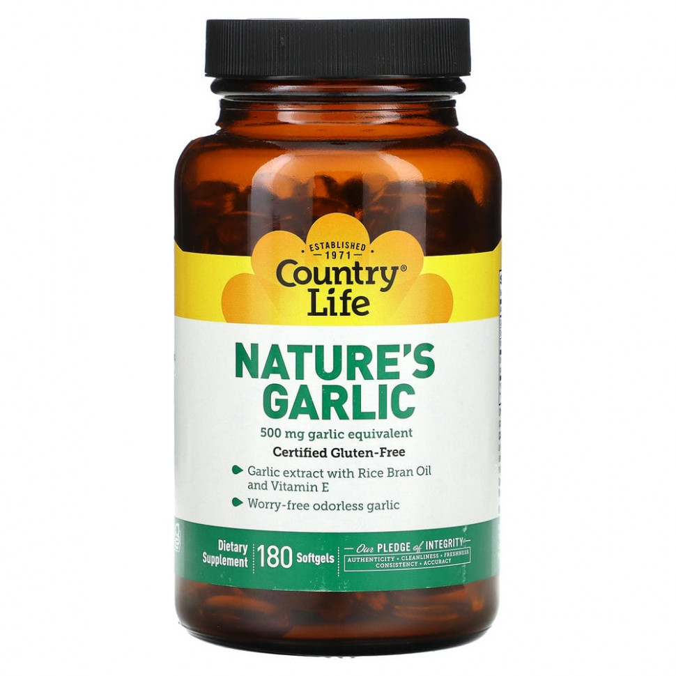   (Iherb) Country Life, Nature's Garlic, 500 , 180      -     , -, 