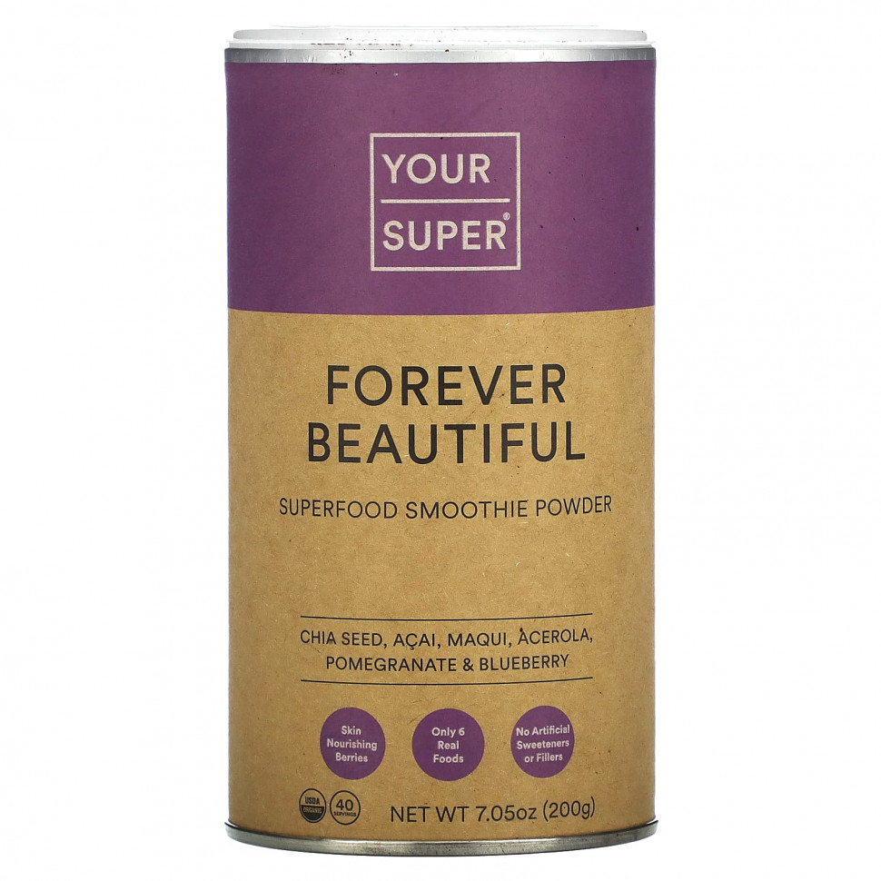   (Iherb) Your Super, Forever Beautiful, Superfood Smoothie Powder, 7.05 oz (200 g)    -     , -, 