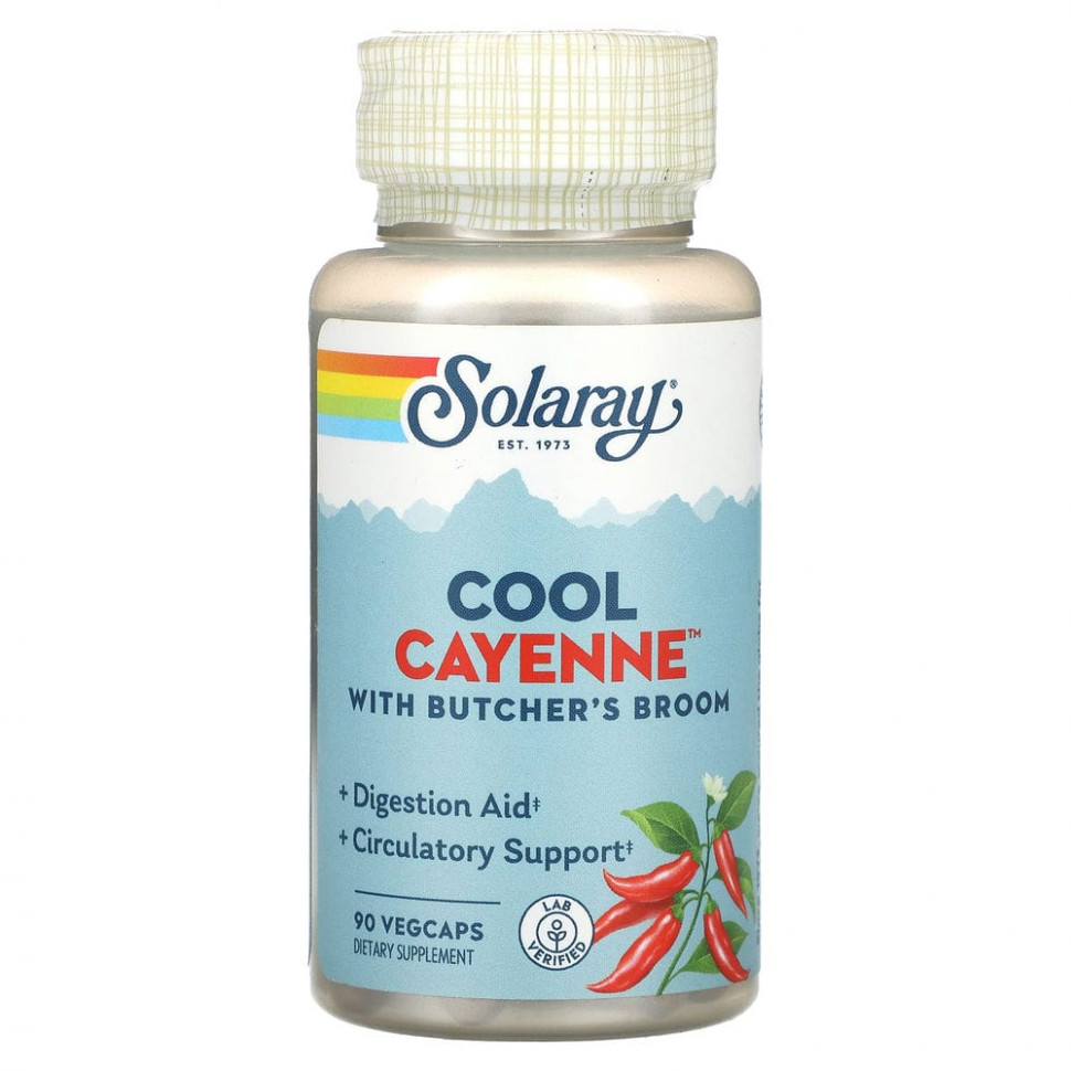   (Iherb) Solaray, Cool Cayenne With Butcher's Broom, 90  ,   1280 