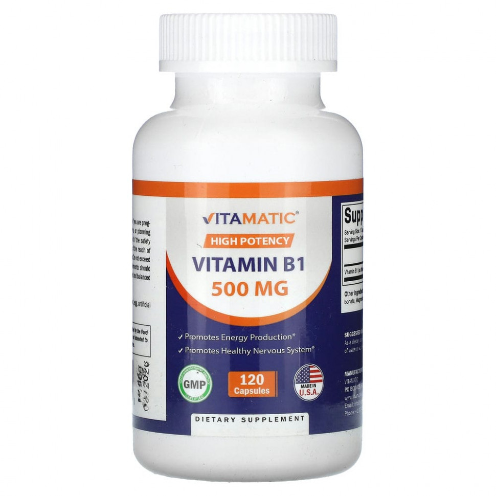   (Iherb) Vitamatic, High Potency,  B1, 500 , 120     -     , -, 