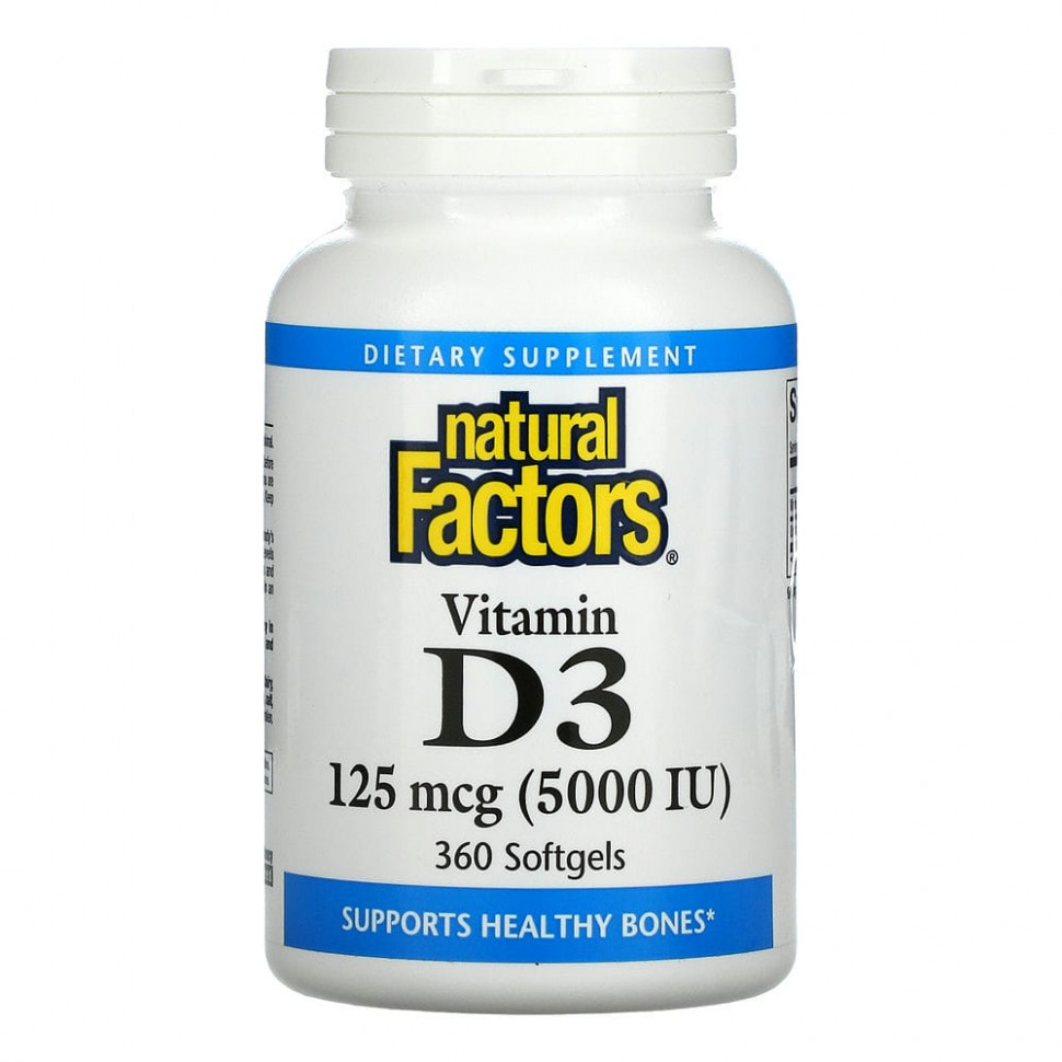   (Iherb) Natural Factors, Vitamin D3, 5,000 IU, 360 Softgels    -     , -, 