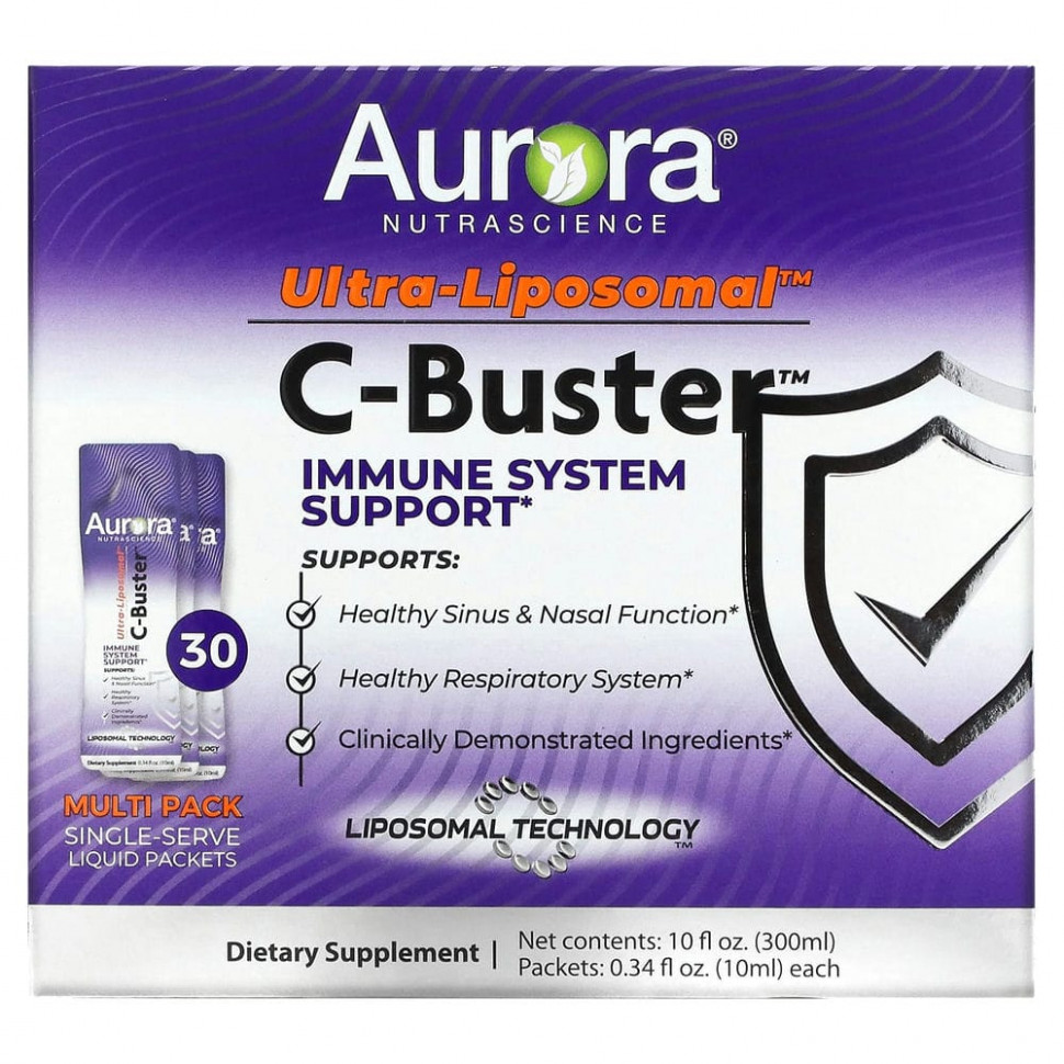   (Iherb) Aurora Nutrascience, Ultra-Liposomal, C-Buster, 30 Packets, 0.34 fl oz (10 ml) Each,   9800 