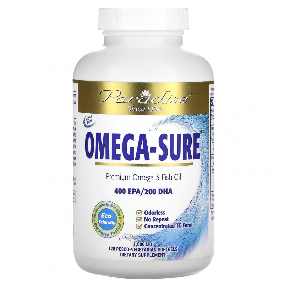   (Iherb) Paradise Herbs, Omega-Sure,      -3, 1000 , 120      -     , -, 