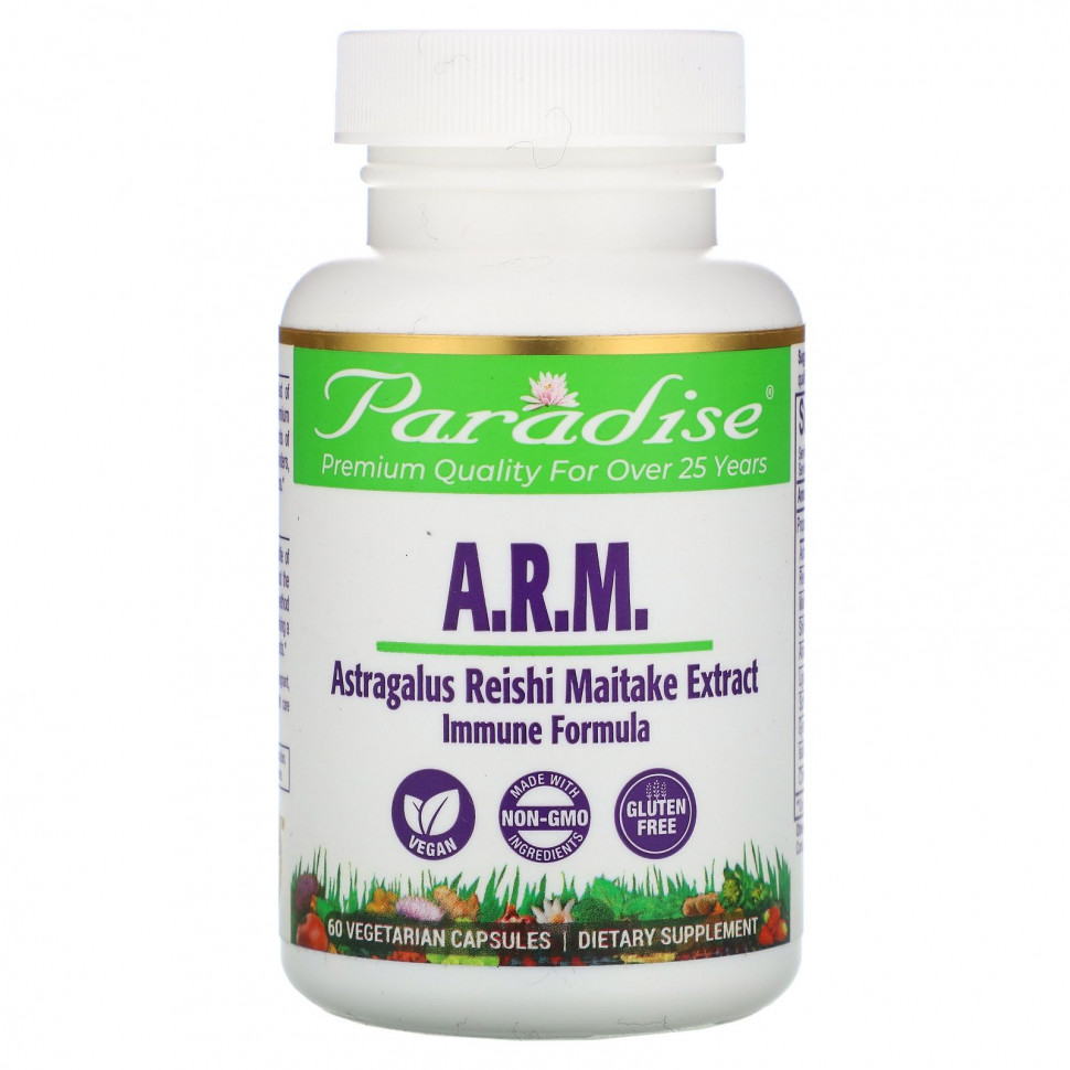   (Iherb) Paradise Herbs, Astragalus, Reishi Maitake Plus, 60 Vegetarian Capsules    -     , -, 