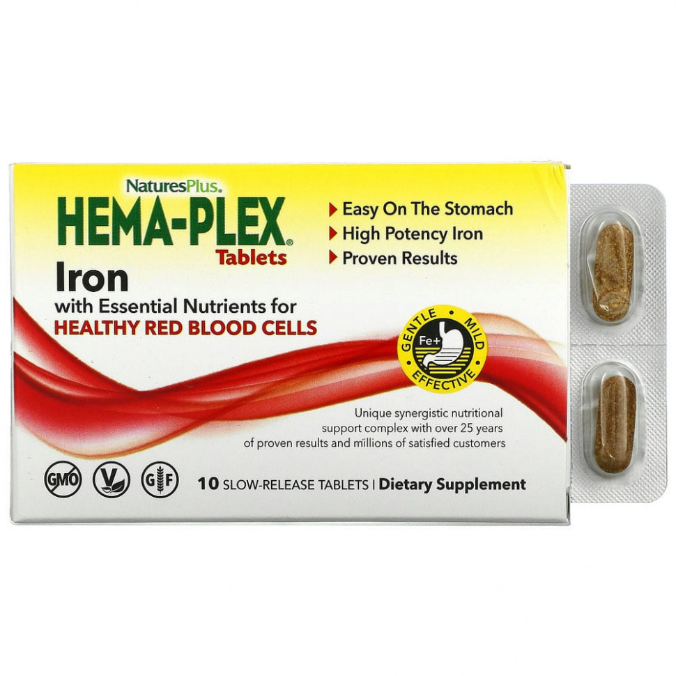 ���� ������ (Iherb) NaturesPlus, Hema-Plex, ������ � ������������ ������������ ���������� ��� �������� �����������, 10 �������� � ����������� ��������������, ������ �� 1140 ���