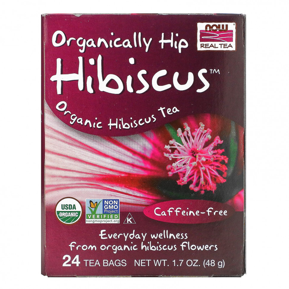 ���� ������ (Iherb) NOW Foods, Real Tea, Organically Hip Hibiscus Tea, ��� �������, ��� �������, 24 ������ ��������, 48 � (1,7 ����. �����), ������ �� 1120 ���