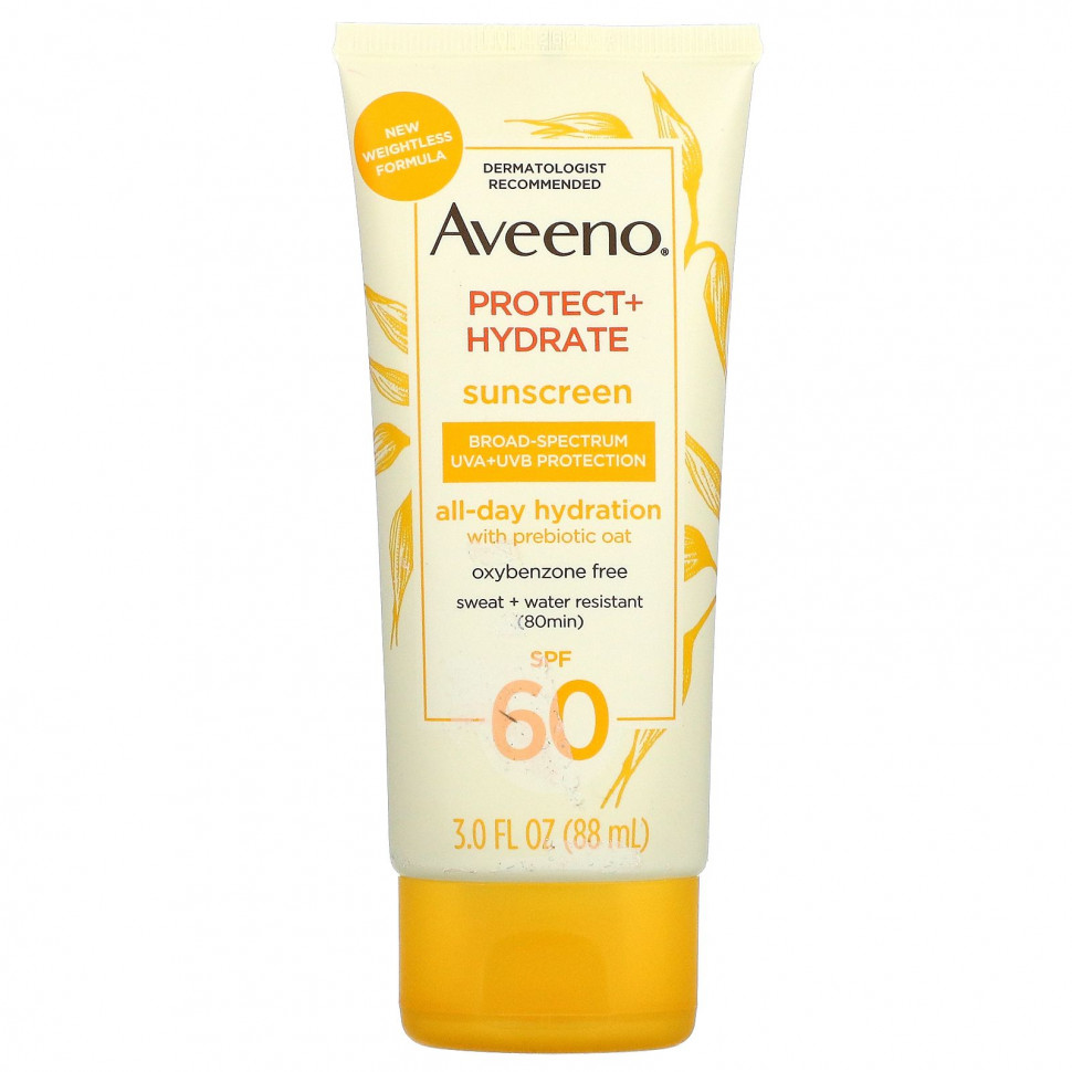 ���� ������ (Iherb) Aveeno, Protect + Hydrate, �������������� ����, SPF 60, 3 ������ ����� (88 ��), ������ �� 2490 ���
