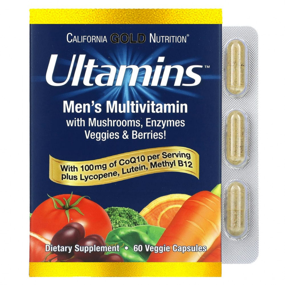 ���� ������ (Iherb) California Gold Nutrition, Ultamins, ���������������� �������� ��� ������, � ��������� Q10, �������, ����������, ������� � �������, 60 ������������ ������, ������ �� 3720 ���