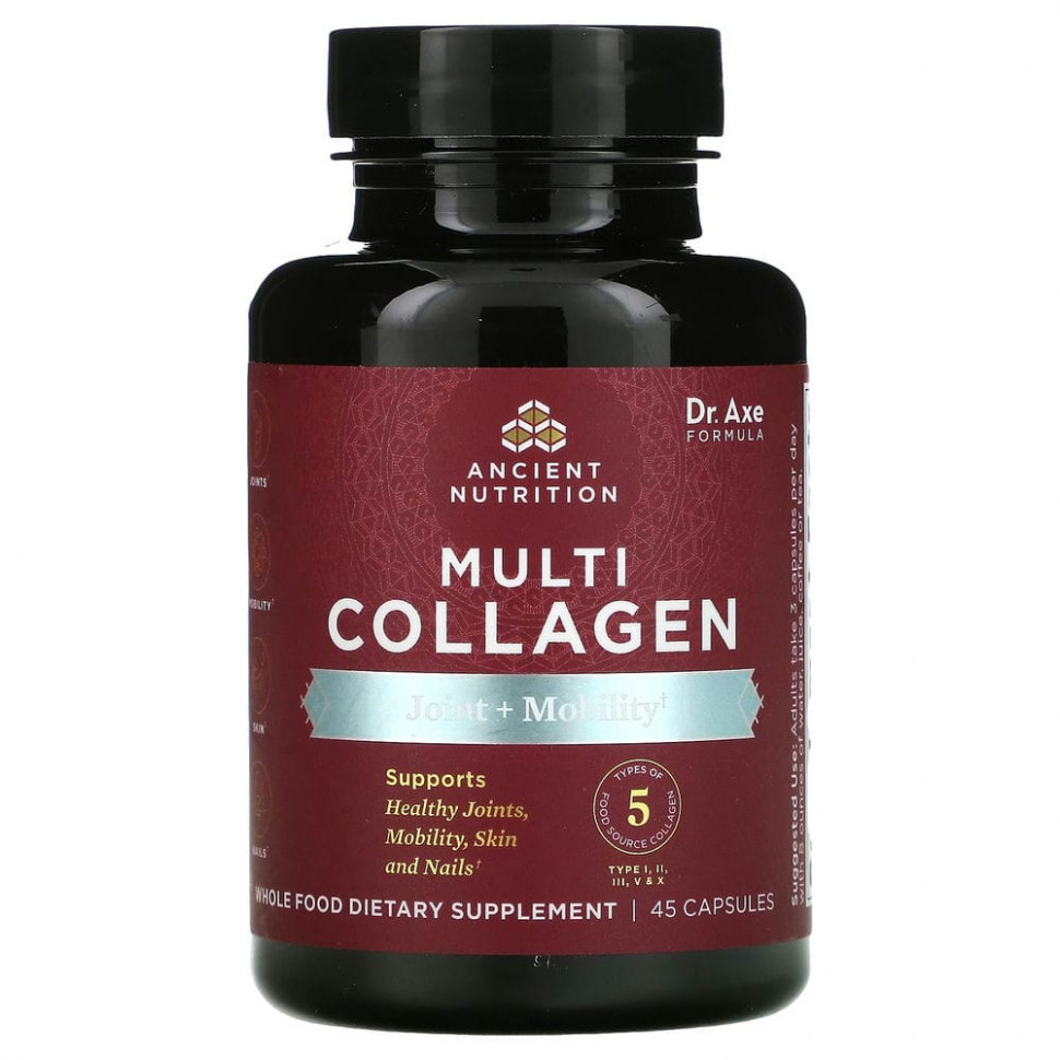 ���� ������ (Iherb) Dr. Axe / Ancient Nutrition, Multi Collagen, Joint + Mobility, 45 ������, ������ �� 4780 ���