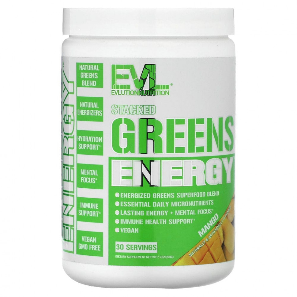   (Iherb) EVLution Nutrition, Stacked Greens Energy, , 204  (7,2 )    -     , -, 