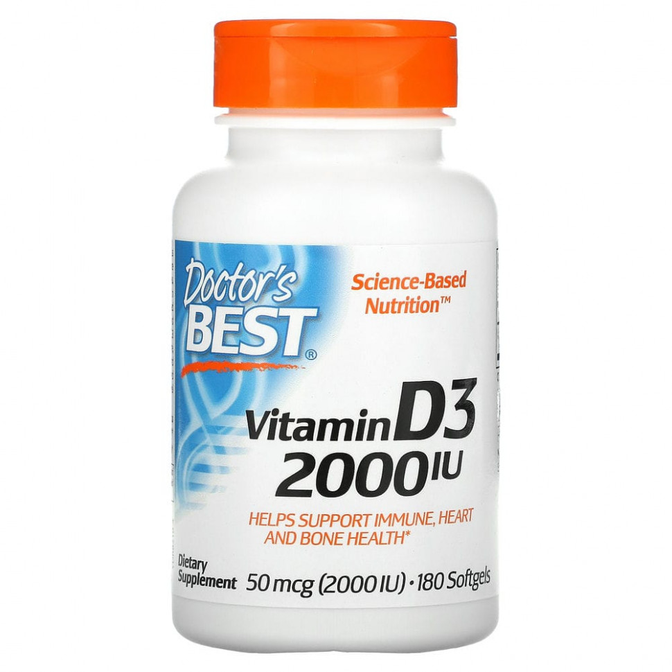 ���� ������ (Iherb) Doctor's Best, ������� D3, 50 ��� (2000 ��), 180 ������, ������ �� 1370 ���