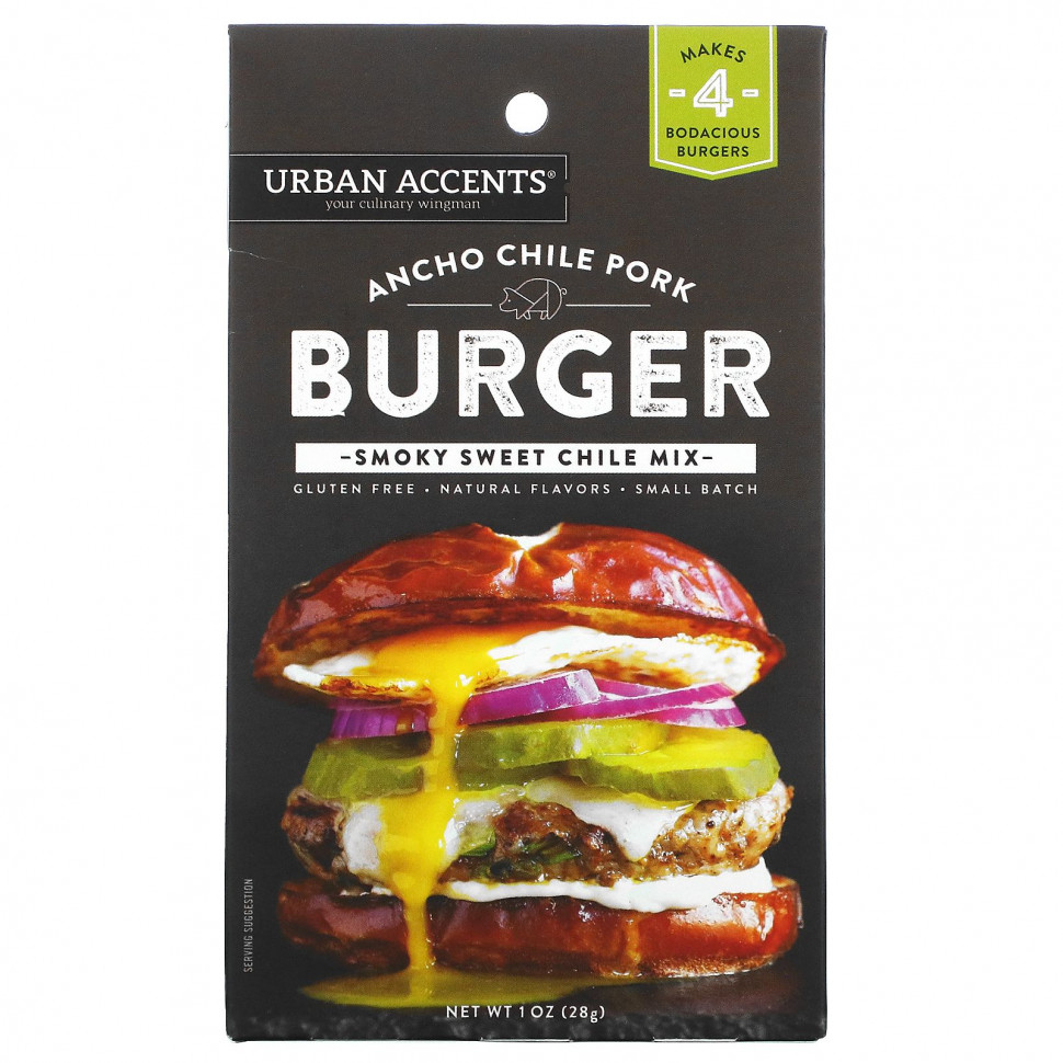 ���� ������ (Iherb) Urban Accents, Ancho Chile Pork Burger, ����� Smoky Sweet Chile, 28 � (1 �����), ������ �� 930 ���