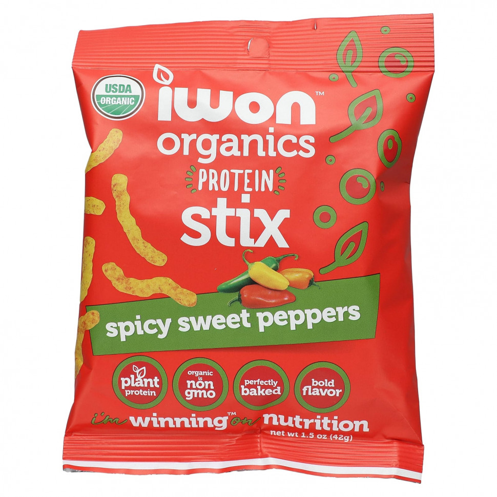 ���� ������ (Iherb) IWON Organics, Organics Protein Stix, ������ ������� �����, 8 ��������� �� 42 � (1,5 �����), ������ �� 6260 ���