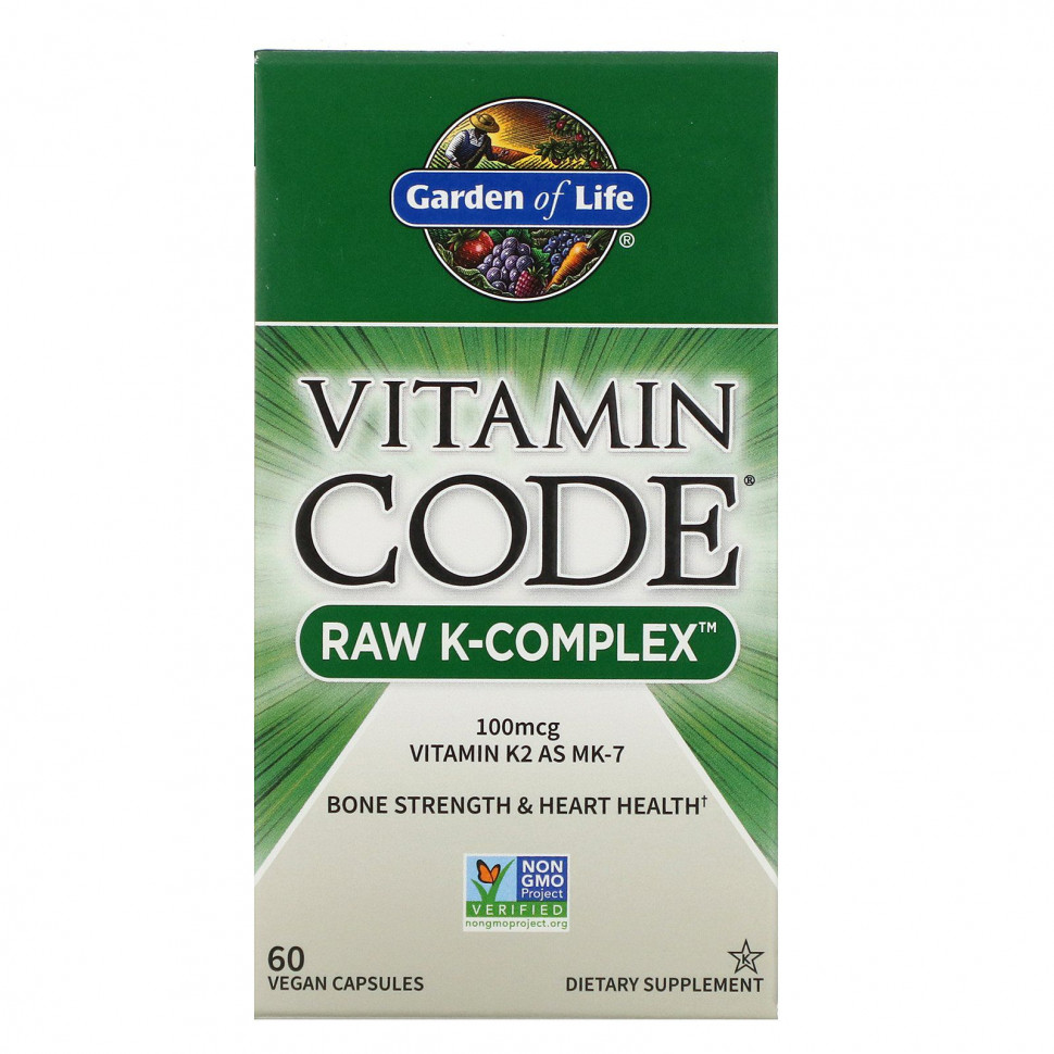 ���� ������ (Iherb) Garden of Life, Vitamin Code, Raw K-Complex, �������� ��������� K, 60 ��������� ������, ������ �� 4690 ���