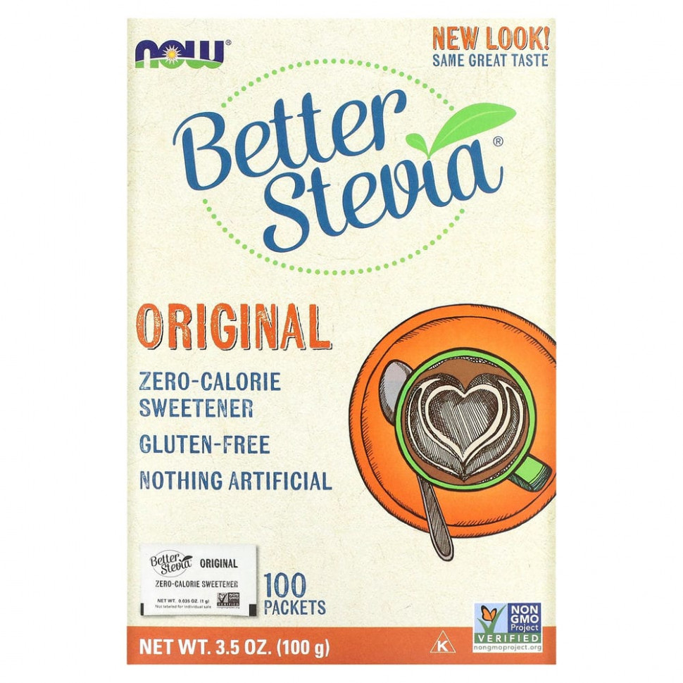 ���� ������ (Iherb) NOW Foods, Original Better Stevia, �������������, �� ���������� �������, 100 ���������, 100 � (3,5 �����), ������ �� 1510 ���