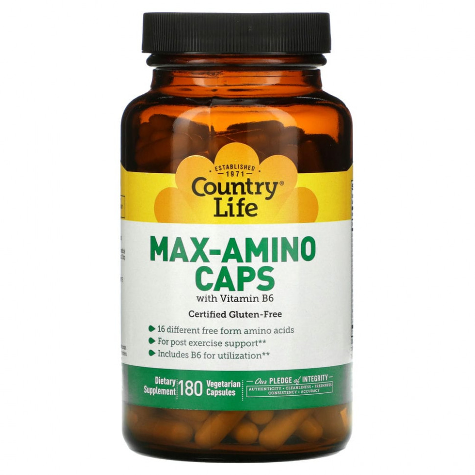 ���� ������ (Iherb) Country Life, Max-Amino Caps, � ��������� B-6, 180 �������������� ������, ������ �� 5060 ���