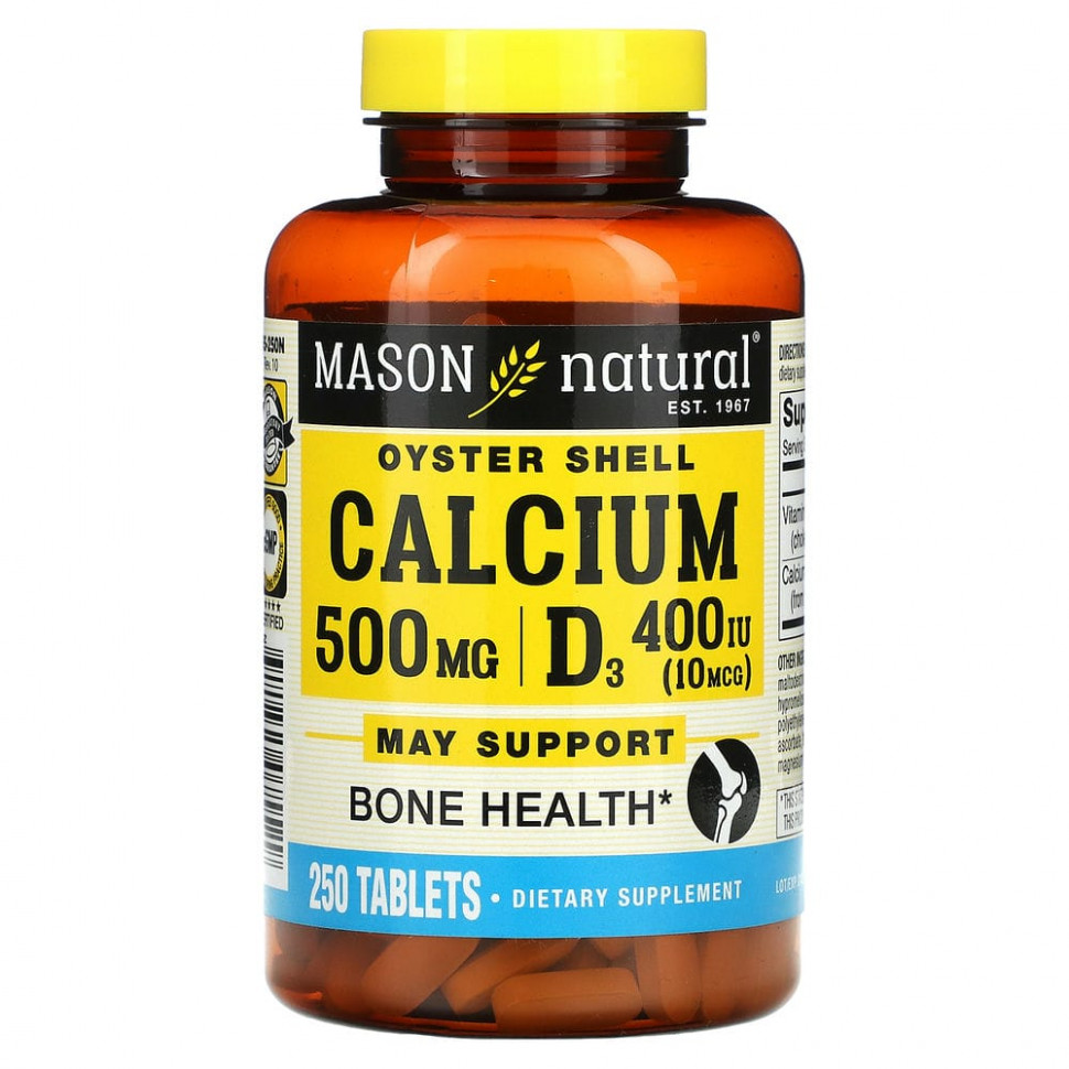   (Iherb) Mason Natural, Oyster Shell Calcium Plus D3`` 250     -     , -, 