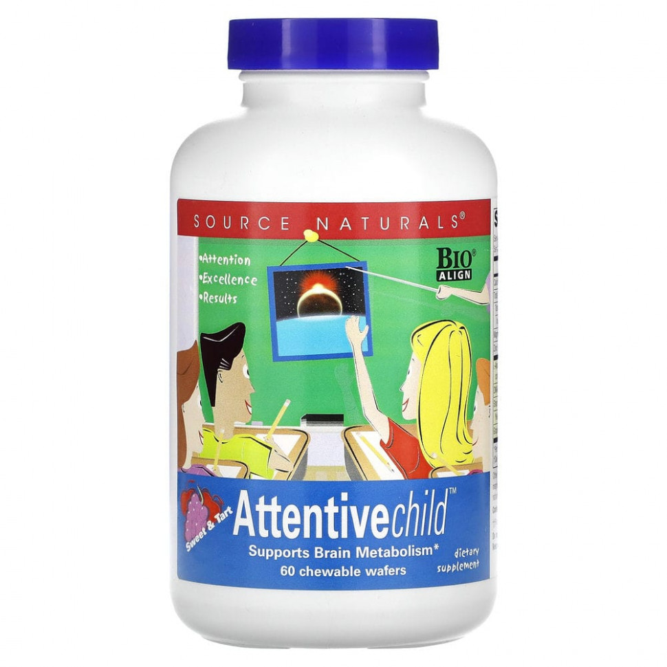 ���� ������ (Iherb) Source Naturals, Attentive Child, ������� �������, 60 ����������� ������, ������ �� 3100 ���
