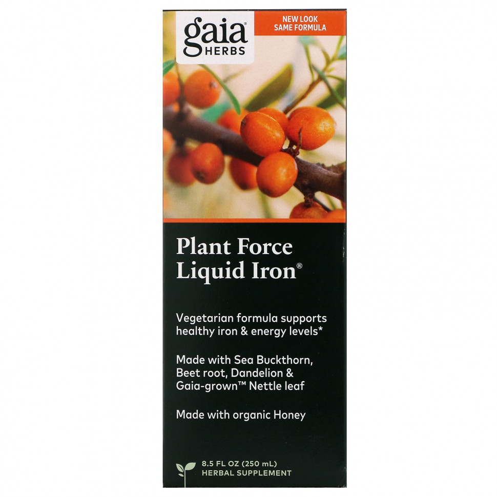   (Iherb) Gaia Herbs, Plant Force Liquid Iron, 250  (8,5 . )    -     , -, 