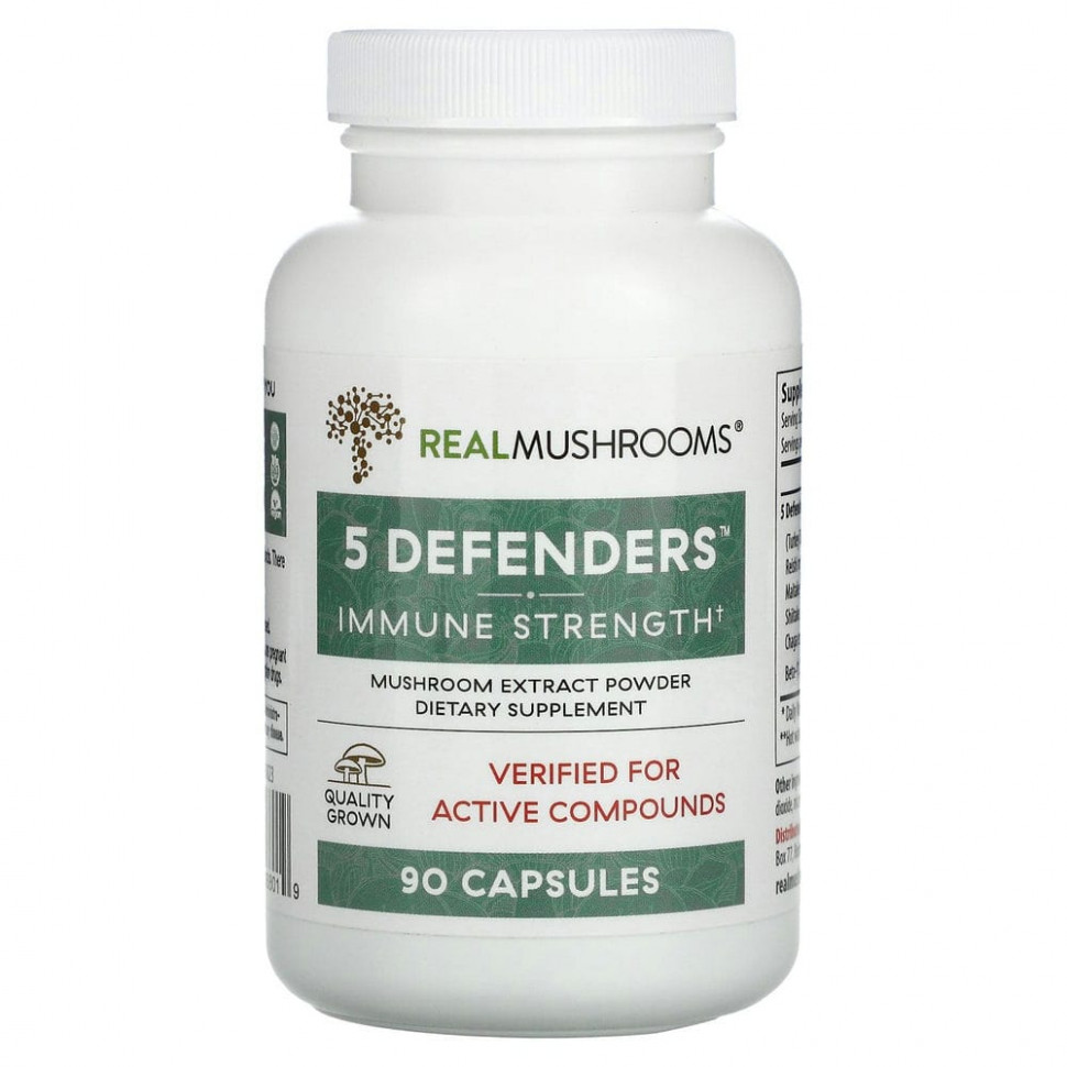���� ������ (Iherb) Real Mushrooms, 5 Defenders, ��� ���������� ����������, 90 ������, ������ �� 5280 ���