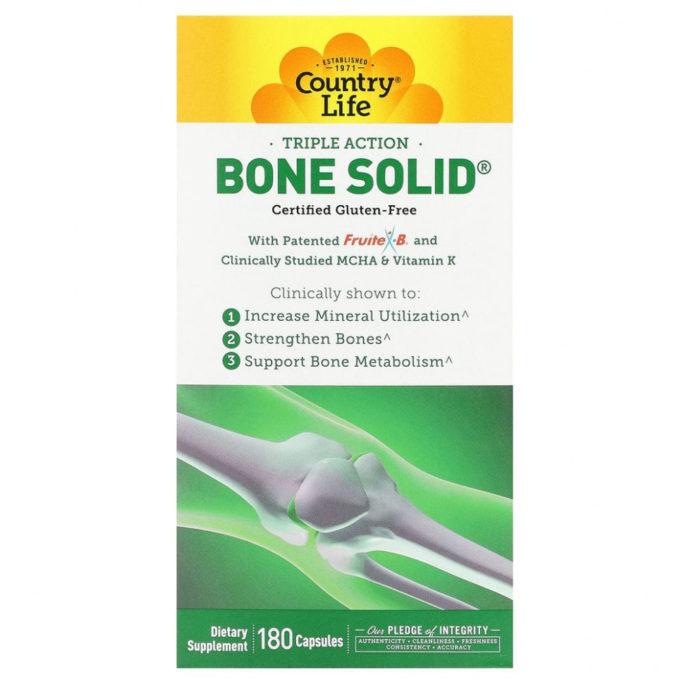   (Iherb) Country Life, Triple Action Bone Solid, 180     -     , -, 