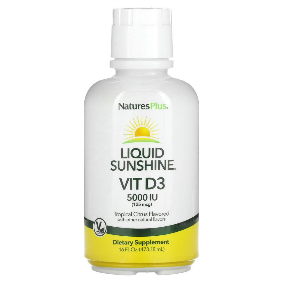 ���� ������ (Iherb) NaturesPlus, Liquid Sunshine, ������� D3, ����������� �������, 125 ��� (5000 ��), 473,18 �� (16 ����. �����), ������ �� 3700 ���