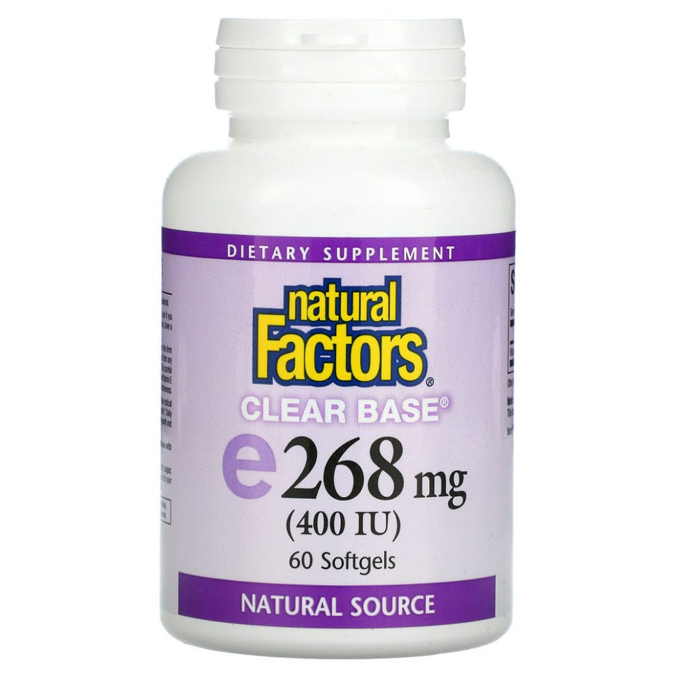 ���� ������ (Iherb) Natural Factors, Clear Base Vitamin E, 268 �� (400 ��), 60 ������ ��������, ������ �� 1820 ���
