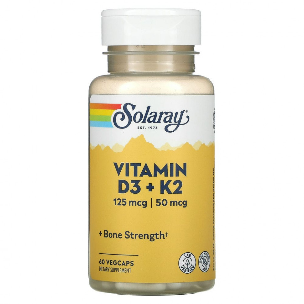 ���� ������ (Iherb) Solaray, �������� D3 � K2, ��� ���, 60 ������������ ������, ������ �� 2230 ���