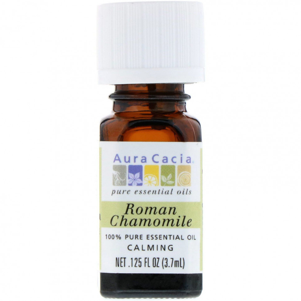   (Iherb) Aura Cacia, 100% Pure Essential Oil, Roman Chamomile, .125 fl oz (3.7 ml)    -     , -, 