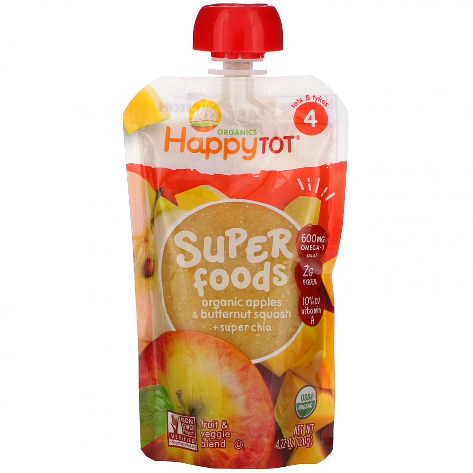 ���� ������ (Iherb) Happy Family Organics, Happy Tot, ���������, ���� 4, ������������ ������, ��������� ����� � ����� ���, 120 � (4,22 �����), ������ �� 540 ���
