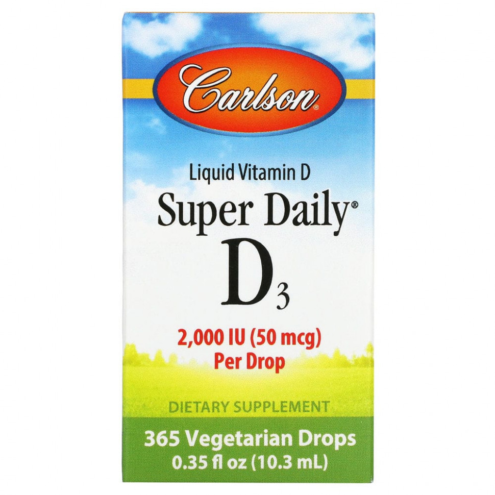 ���� ������ (Iherb) Carlson Labs, Super Daily D3, ������� D3, 50 ��� (2000 ��), 10,3 �� (0,35 ����. �����), ������ �� 2960 ���