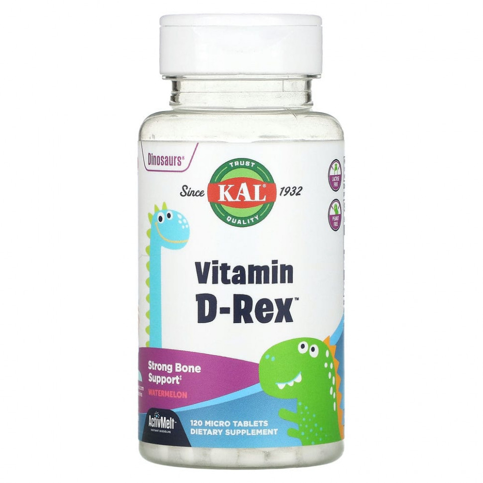   (Iherb) KAL, Dinosaurs, Vitamin D-Rex,   , 600 , 120     -     , -, 