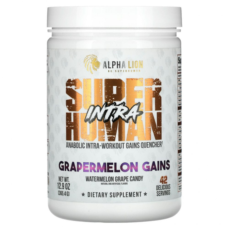 ���� ������ (Iherb) ALPHA LION, SuperHuman Intra, Grapermelon Gains, ����� � ��������, 365,4 � (12,9 �����), ������ �� 6720 ���